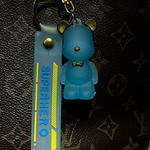 Blue Bear Keychain with Strap